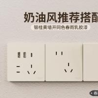 德力西旗舰店827奶油风哑光磨砂开关五孔插座空调16A面板银桂黄